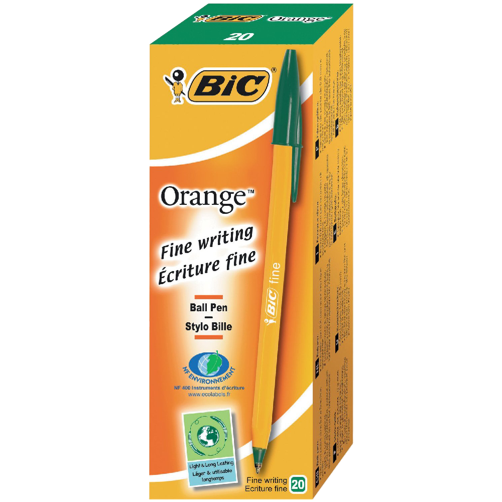BiC Cristal Fine Ball Pen Orange Green