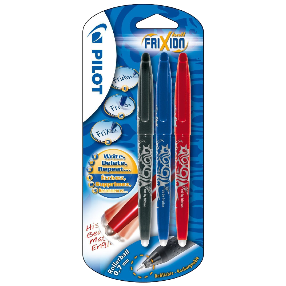 Pilot Frixion Erasable Rollerball Pack of 3 Black
