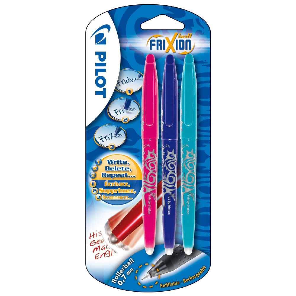 Pilot Frixion Erasable Rollerball Pack of 3 Black
